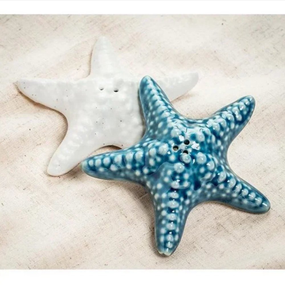Coastal Starfish Nautical Porcelain Salt & Pepper Shakers